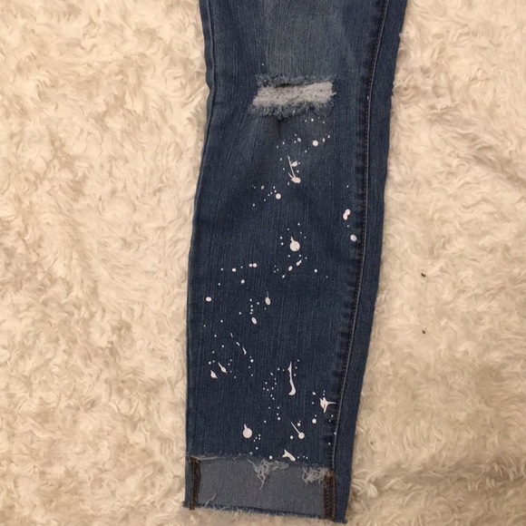 Material Girl Jeans Stair Ragged Hem Paint Spots L - Picture 6 of 8